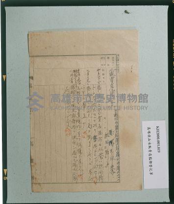 高雄旗山冰品販賣店警察臨檢登記單藏品圖，第1張