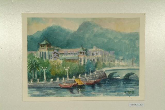 水彩畫：遠眺市政府（仁愛河）藏品圖，第1張