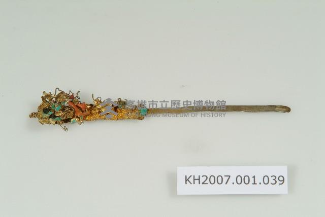 銀鎏金點翠編織花卉紋簪藏品圖，第1張