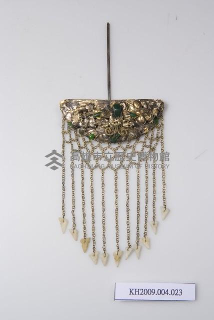 銀鎏金鑲玉蝴蝶花卉紋飾簪藏品圖，第1張