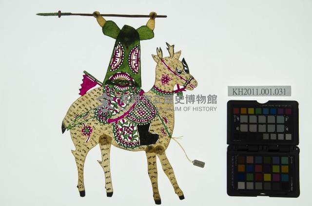 皮影戲偶全身男騎-老武淨騎梅花鹿藏品圖，第3張