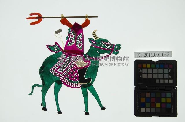 皮影戲偶全身男騎-道長騎獨角青牛藏品圖，第3張