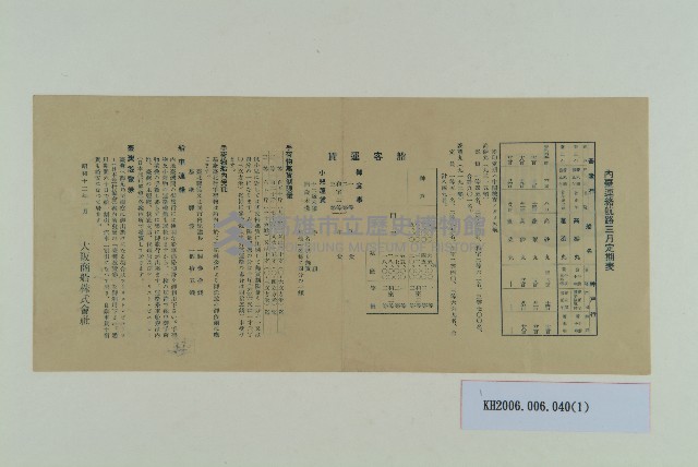 內臺聯絡航路資料藏品圖，第1張