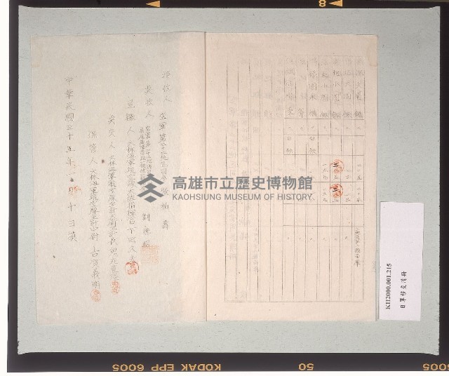 臺灣日本海軍航空隊大林基地營用具呈繳清冊藏品圖，第3張