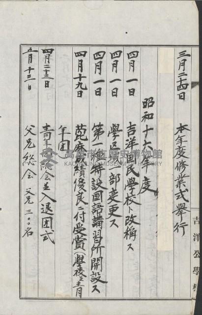 學校沿革誌（美濃吉洋學校）藏品圖，第128張