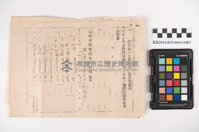 大正十三年分第三種所得金額申告書藏品圖，第3張