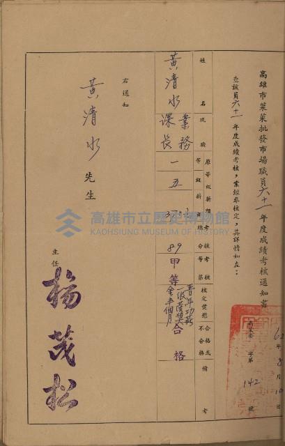 高雄市果菜市場員工學歷證件（黃清水）藏品圖，第17張