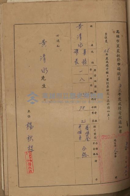 高雄市果菜市場員工學歷證件（黃清水）藏品圖，第20張