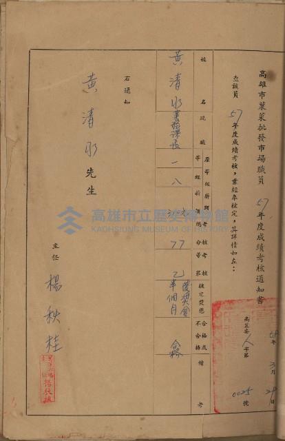 高雄市果菜市場員工學歷證件（黃清水）藏品圖，第19張