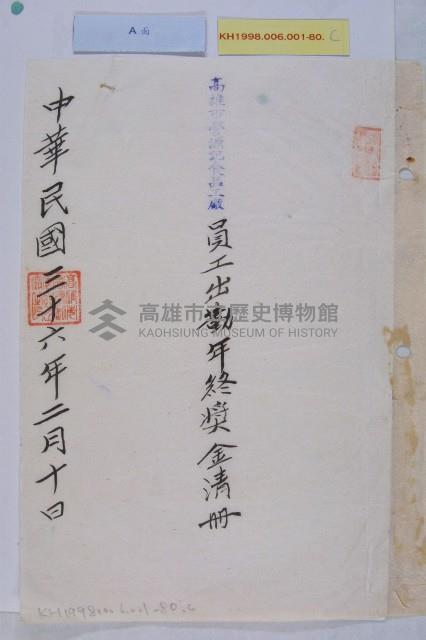 市營各業務機關年終獎金藏品圖，第4張