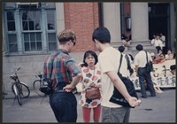 1992年7月4日嘉隆關廠工人前往台大抗議身為教授的公司董事長朱英龍之相片數位檔藏品圖，第1張