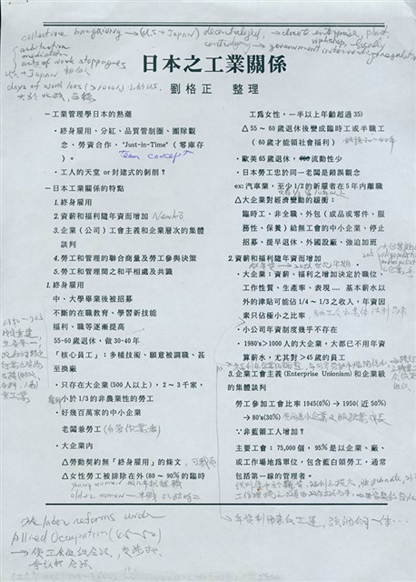 劉格正整理〈日本之工業關係〉的圖片
