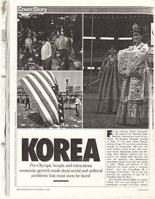 英文文章〈KOREA: Pre-Olympic hoopla and miraculous economic growth mask deep social and political problems that must soon be faced〉影本的圖片