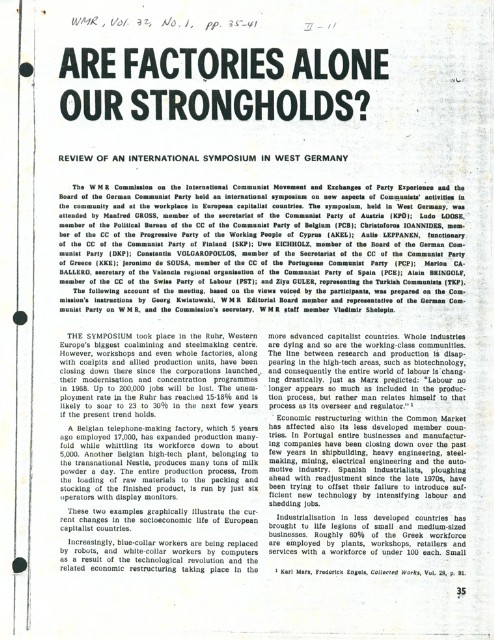 英文文章〈Are factories alone our strongholds?〉影本的圖片