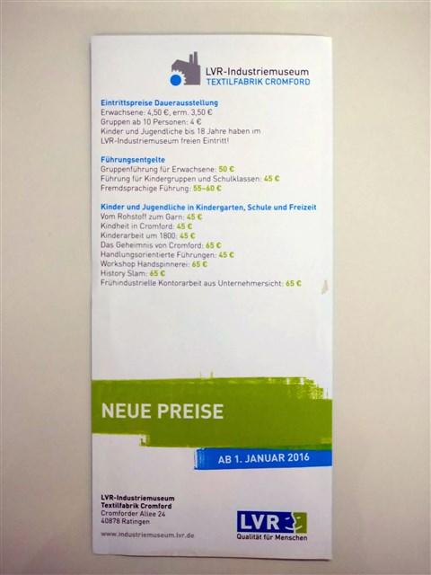 「Neue Preise: AB 1. Januar 2016」傳單的圖片