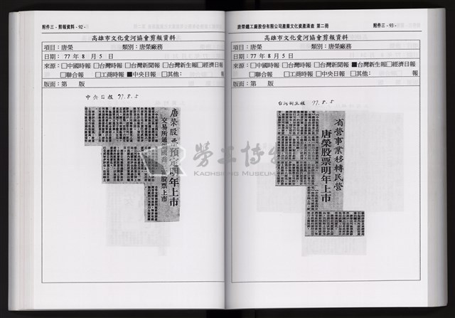 「唐榮鐵工廠股份有限公司產業文化資產清查」第二冊藏品圖，第158張