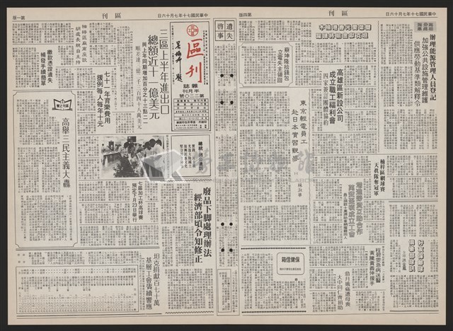 《加工出口區區刊半月刊合訂本》第193期至第338期藏品圖，第61張