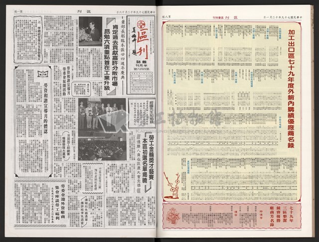 《加工出口區區刊半月刊合訂本》第423期至第446期藏品圖，第46張