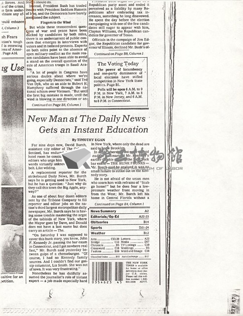 《The New York Times》 Metropolitan News剪報影本藏品圖，第1張