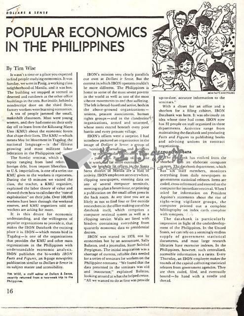 英文文章〈Popular Economics in The Philippines〉影本藏品圖，第1張