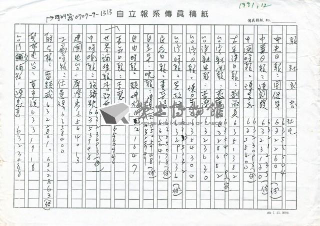 報社記者聯絡名冊藏品圖，第1張