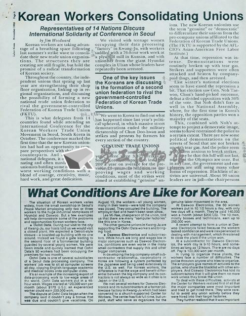 英文期刊《Labor Notes》1988年11月號多篇文章影本藏品圖，第1張