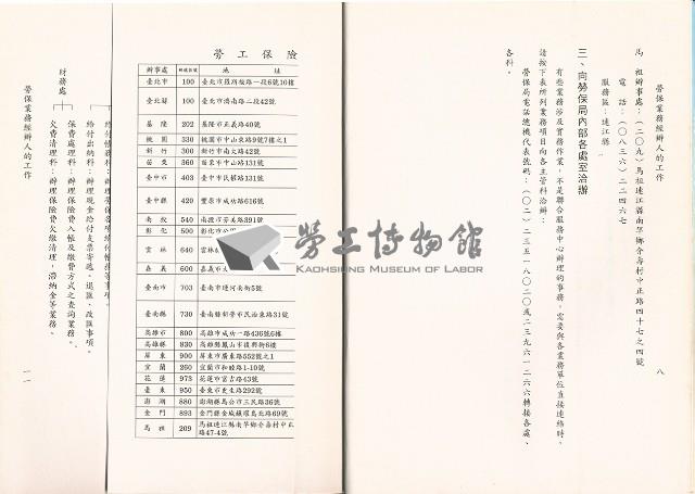 勞工保險局《為民服務手冊》藏品圖，第10張