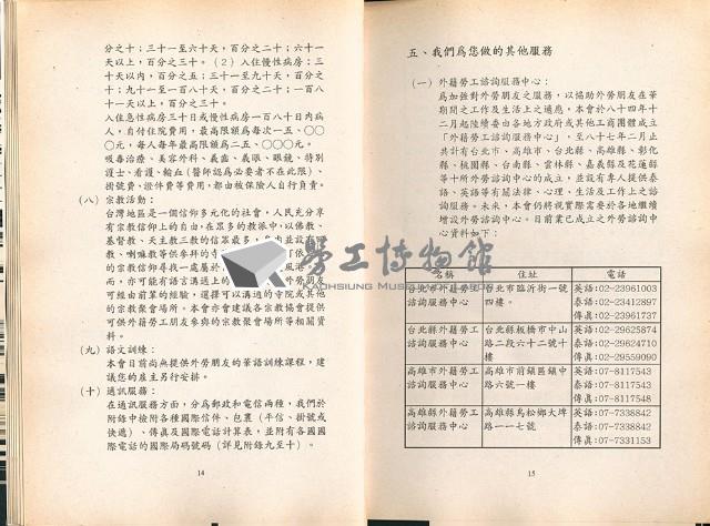 《外籍勞工在華工作須知暨生活指南手冊》藏品圖，第10張