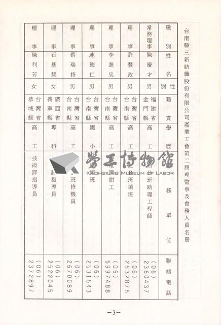 台南縣三新紡織股份有限公司產業工會第2屆第2次會員大會手冊藏品圖，第4張