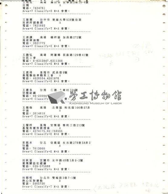 「1992高雄執評委」聯絡名冊藏品圖，第9張