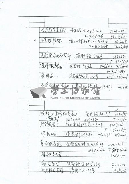 「1990新任執行委員」聯絡名冊藏品圖，第9張