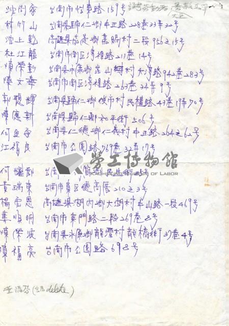 「林竹山等人」聯絡名冊藏品圖，第2張