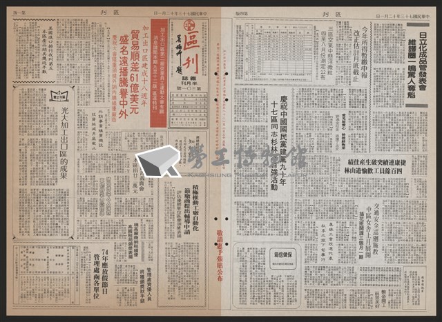 《加工出口區區刊半月刊合訂本》第193期至第338期藏品圖，第233張