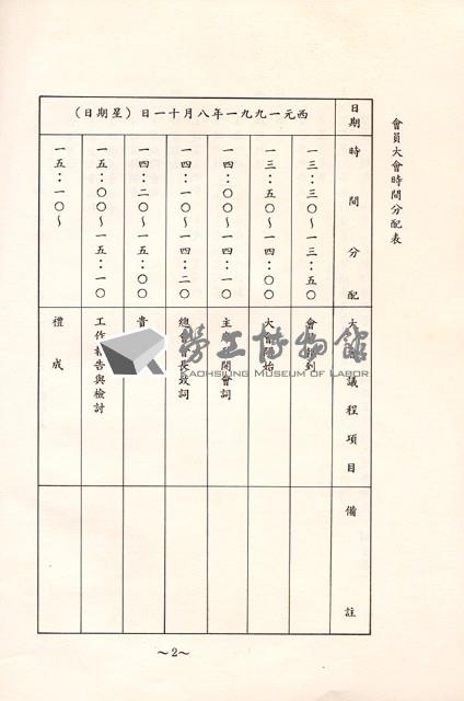 台灣勞工運動支援會台南縣分會1991年第三屆會員大會手冊藏品圖，第4張