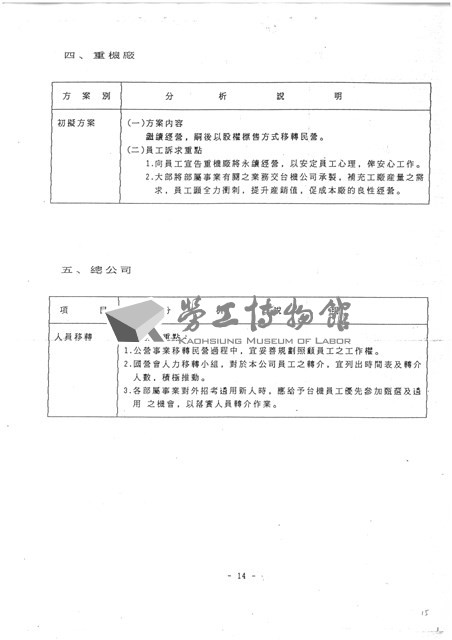 台機公司民營化規劃方案及進度影本藏品圖，第15張