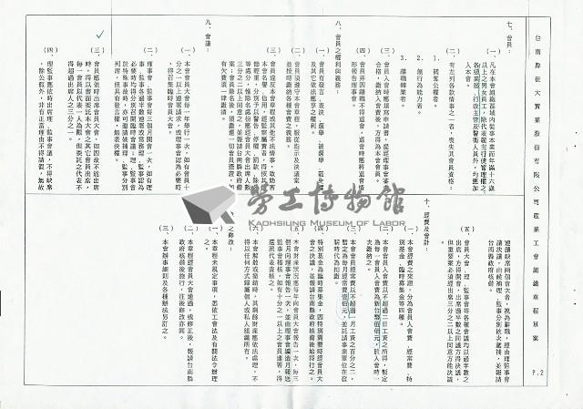 台南縣佳大實業股份有限公司產業工會組織章程草案藏品圖，第2張