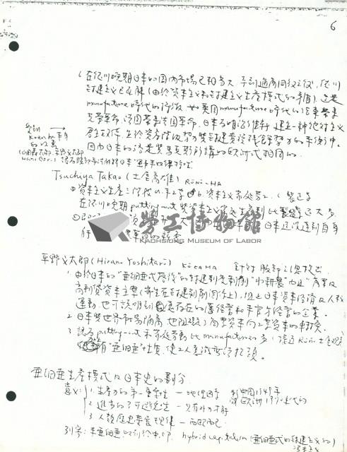 〈日本資本主義的論爭（1927~1937年）〉手稿藏品圖，第6張