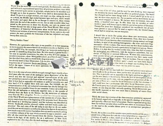 英文文章〈Farewell to the classic labour movement?〉影本藏品圖，第6張