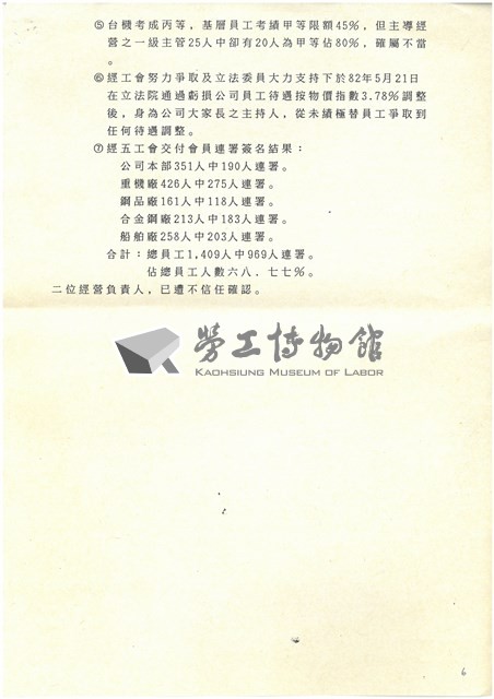 台機工會224權益聯合會陳情書影本藏品圖，第6張