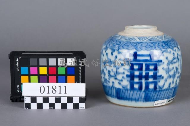 青花雙喜瓷罐藏品圖，第1張