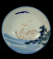 模印圈紋彩繪山水湯碗藏品圖，第1張