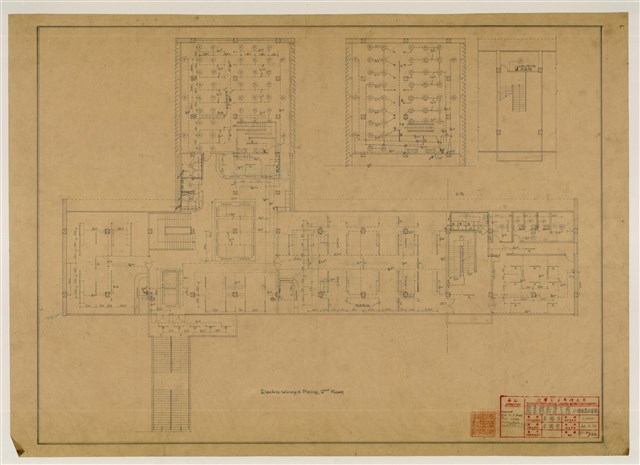 《臺灣省立成功大學圖書館新建工程設計圖》圖組─〈二樓電梯水道圖〉的圖片