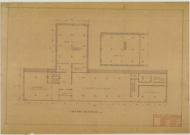 《臺灣省立成功大學圖書館新建工程設計圖》圖組─〈三樓平面圖〉的圖片