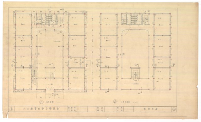 《天主教寶血會新建小學校舍設計圖》圖組─〈教室平面〉的圖片
