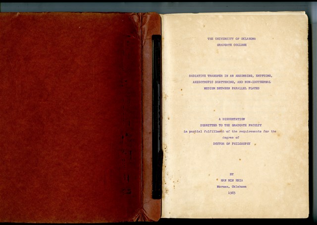 夏漢民1965年博士論文《Radiative Transfer In An Absorbing, Emitting, Anisotropic Scattering, And Non-Isothermal Medium Between Parallel Plates》的圖片