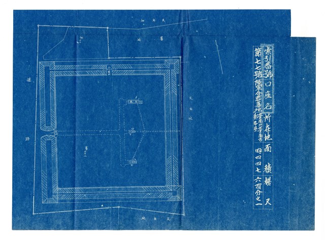《臺南衛戍地諸部隊用地圖》圖組之〈陸軍合葬墓地〉(索引番號第77號)的圖片