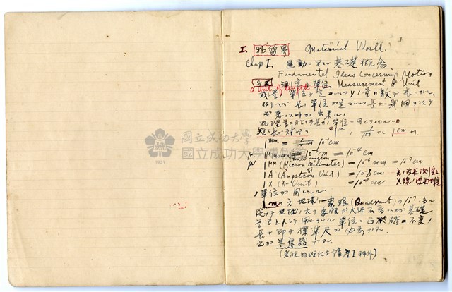 馮全裕《物理學》課堂筆記藏品圖，第2張