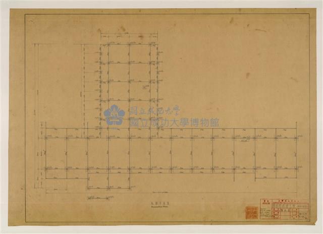 《臺灣省立成功大學圖書館新建工程設計圖》圖組─〈底腳平面圖〉藏品圖，第1張