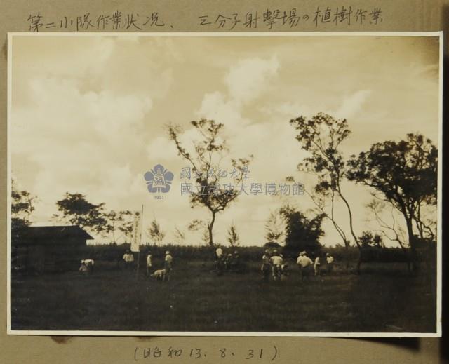 昭和13年-第二小隊作業情況，三分子射擊場的種樹作業藏品圖，第1張