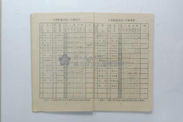民國45年第一學期臺灣省立工學院科目時間表藏品圖，第33張